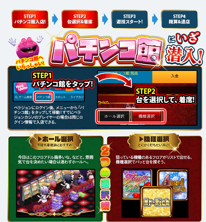 ベラジョンパチンコ館の遊び方