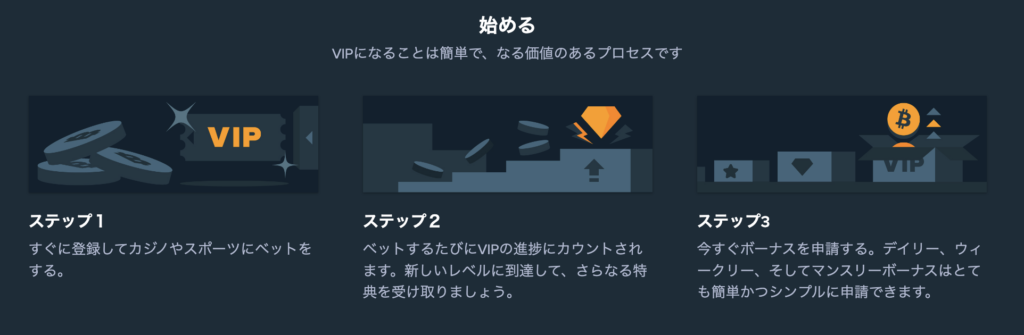ステークカジノ(Stakeカジノ)のVIPプログラム参加方法